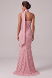 Pink Strapless Mermaid Long Mother Of the Bride Dress with 3D Flowers