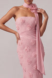 Pink Strapless Mermaid Long Mother Of the Bride Dress with 3D Flowers