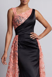 Black Mermaid Long Mother Of the Bride Dress with Cape