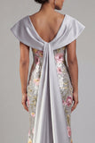 Sparkly Silver Floral Mermaid Long Mother Of the Bride Dress with Sequins