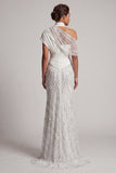 White Beaded Mermaid Long Mother Of the Bride Dress