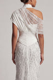 White Beaded Mermaid Long Mother Of the Bride Dress