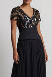 Sparkly Black Pleated Chiffon A Line Long Mother Of the Bride Dress
