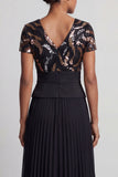 Sparkly Black Pleated Chiffon A Line Long Mother Of the Bride Dress