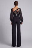 Black Sequins Long Sleeves Mother Of the Bride Jumpsuits