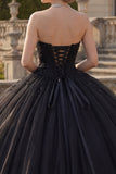 Black Halter Neck Ball Gown Glitter Princess Quinceanera Dress