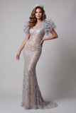 Sparkly Silver Mermaid One Shoulder Long Evening Dress with Sequins