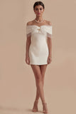 White Off the Shoulder Bodycon Graduation Dress