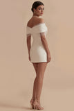 White Off the Shoulder Bodycon Graduation Dress