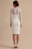 Bodycon Lace Long Sleeves Floral White Boho Engagement Dress