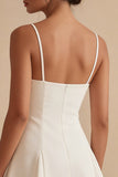 White A Line Spaghetti Straps Short Graduation Dress with Bow