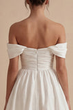 White A Line Off the Shoulder Bridal Shower Dress