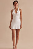 Halter Bodycon Simple Little White Dress