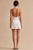 Halter Bodycon Simple Little White Dress
