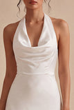 Halter Bodycon Simple Little White Dress