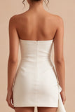 White Strapless Bodycon Graduation Dress with Sash