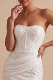Sparkly Strapless Bodycon Corset Graduation Dress with Sequins