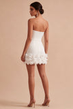 Sweetheart White Bodycon Bridal Shower Dress with 3D Flowers
