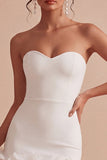 Sweetheart White Bodycon Bridal Shower Dress with 3D Flowers