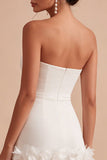 Sweetheart White Bodycon Bridal Shower Dress with 3D Flowers