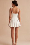 White A Line Spaghetti Straps Simple Graduation Dress