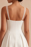White A Line Spaghetti Straps Simple Graduation Dress