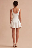 White A Line Cowl Neck Graduation Dress