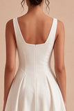 White A Line Cowl Neck Graduation Dress