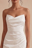Strapless Bodycon Ruched Graduation Dress with Slit