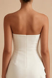 Strapless White Bodycon Ruffled Graduation Dress