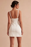 White Cut Out Bodycon Spaghetti Straps Graduation Dress
