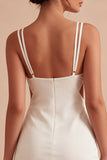 White Cut Out Bodycon Spaghetti Straps Graduation Dress