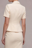 Ivory 2 Piece Peak Lapel Short Sleeves Business Dress