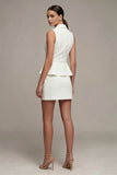 White 2 Piece Notched Lapel Single Breasted Business Dress