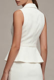 White 2 Piece Notched Lapel Single Breasted Business Dress