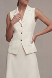 Ivory 2 Piece Single Breasted Notched Lapel Midi Business Dress
