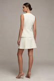 Ivory 2 Piece Round Neck Single Breasted Business Dress