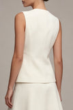 Ivory 2 Piece Round Neck Single Breasted Business Dress