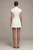 White A Line Single Breasted Notched Lapel Short Blazer Dress