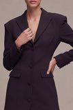 Black Peak Lapel Single Breasted Short Blazer Dress