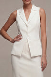 Ivory 2 Piece Notched Lapel Sheath Single Breasted Midi Business Dress