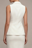 Ivory 2 Piece Notched Lapel Sheath Single Breasted Midi Business Dress