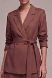 Desert Rose Notched Lapel 2 Piece Short Work Dress with Belt