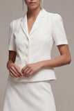 White 2 Piece Notched Lapel Single Breasted Short Work Dress