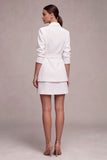 2 Piece White Notched Lapel Business Dress with Belt
