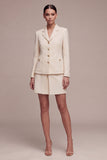 2 Piece Ivory Notched Lapel Single Breasted Short Business Dress