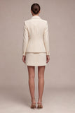 2 Piece Ivory Notched Lapel Single Breasted Short Business Dress