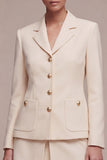 2 Piece Ivory Notched Lapel Single Breasted Short Business Dress