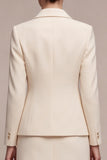 2 Piece Ivory Notched Lapel Single Breasted Short Business Dress