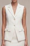 White 2 Piece Notched Lapel Single Breasted Short Work Dress